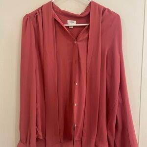 J. Crew Dusty Rose Silk-Blend Button Front Blouse